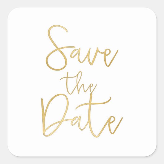 Wit & Goud Script Type SAVE THE DATE Sticker (Voorkant)
