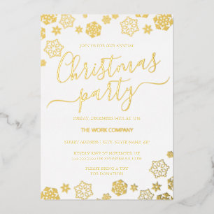 Wit Goud Sneeuwvlok Corporate Christmas Party Folie Uitnodiging