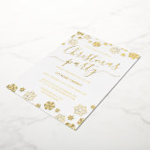 Wit Goud Sneeuwvlok Corporate Christmas Party Folie Uitnodiging (Gedraaid)