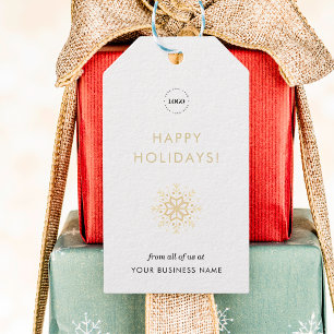 Wit Goud Sneeuwvlok Custom Business Company Logo Cadeaulabel