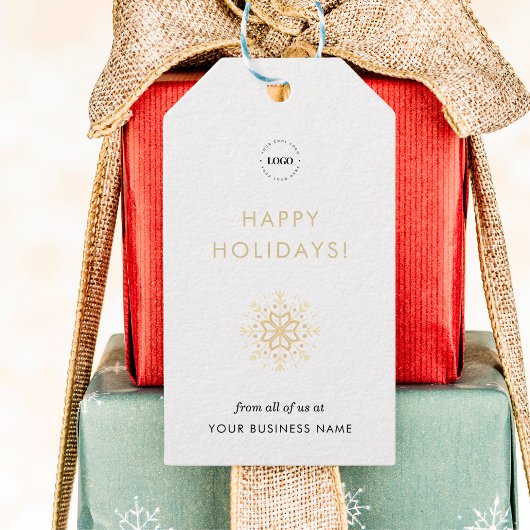 Wit Goud Sneeuwvlok Custom Business Company Logo Cadeaulabel