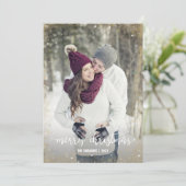 Wit Goud Sneeuwvlok Foto Vrolijke Kerstmis Kaarten (Staand voorkant)