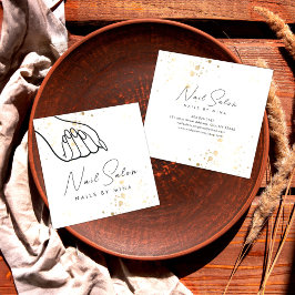 Wit Goud Specks Hand Nail Salon Vierkante Visitekaartje