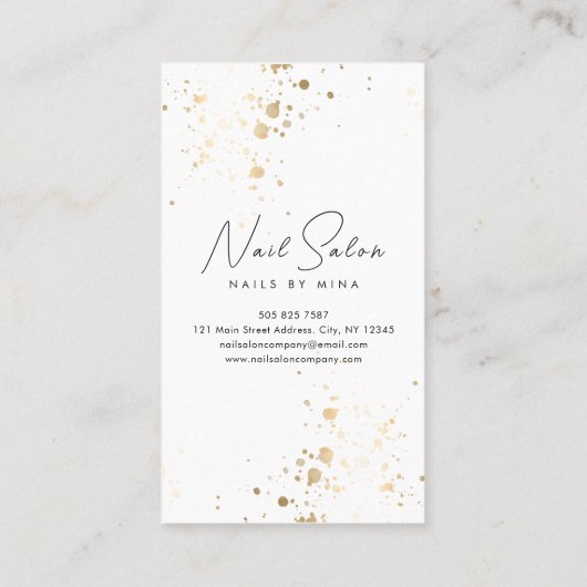 Wit Goud Specks Hand Nail Salon Visitekaartje (Achterkant)