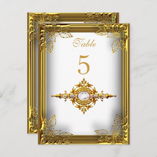 Wit Goud Tafel Nummer Zitplaats Kaart (Voorkant / Achterkant)