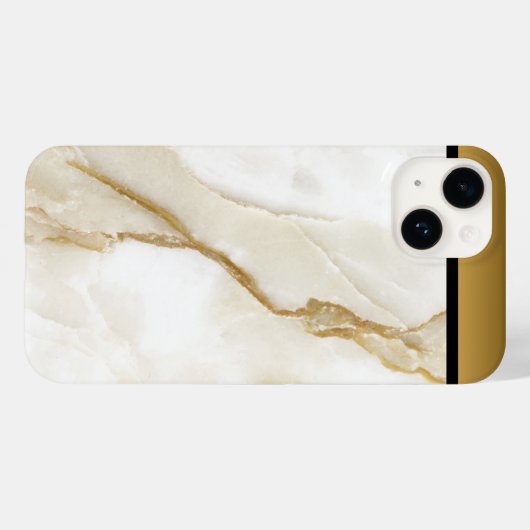 Wit Goud Tan Marmeren Patroon iPhone / Android Case-Mate iPhone Case (Achterkant (horizontaal))