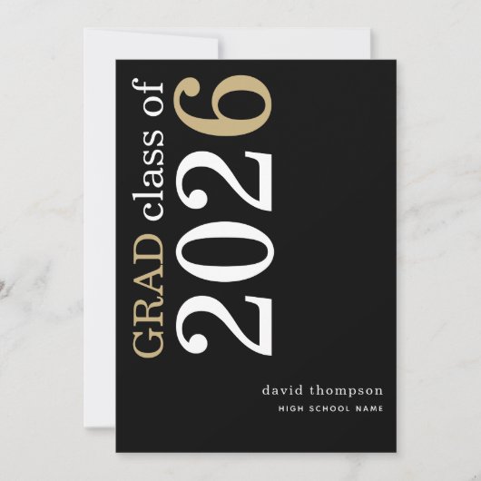 Wit Goud Tekst 2026 Zwarte Afstuderen  Aankondiging (Voorkant)