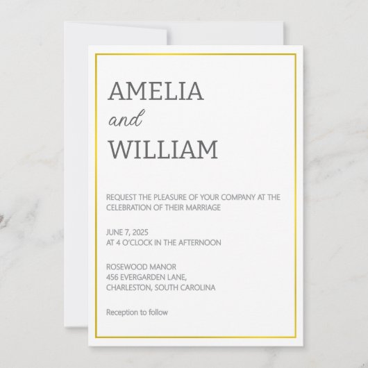 Wit & Goud Trouw Uitnodiging Template (Voorkant)
