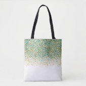 Wit Goud & Turkoois Blauw Glitter Modern Kust Glam Tote Bag (Voorkant)