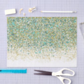 Wit Goud & Turkoois Blauwe Glitter Moderne Kust Gl Tissuepapier (Craft)