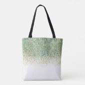 Wit Goud & Turkoois Blauwe Glitter Moderne Kust Gl Tote Bag (Achterkant)