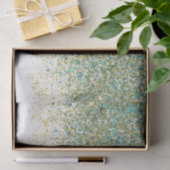 Wit Goud & Turkoois Blauwe Glitters Moderne Kust G Tissuepapier (Geschenk)