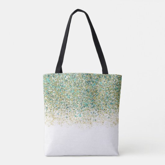 Wit Goud & Turkoois Blauwe Glitters Moderne Kust G Tote Bag (Achterkant)