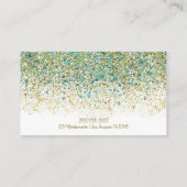 Wit Goud & Turkoois Blauwe Glitters Moderne Kust G Visitekaartje (Achterkant)