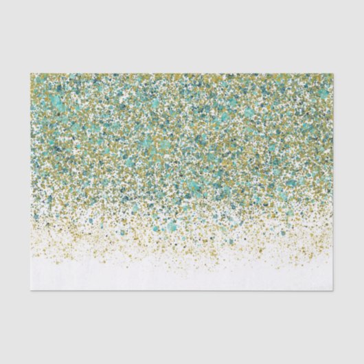 Wit Goud & Turkoois Glitter Modern Kust Glamour Tissuepapier (Voorkant)