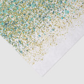 Wit Goud & Turkoois Glitter Modern Kust Glamour Tissuepapier (Detail)