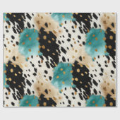 Wit Goud Turquoise Zwart Koeienhuid Naam Cadeaupapier (Vlak)