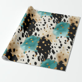 Wit Goud Turquoise Zwart Koeienhuid Naam Cadeaupapier