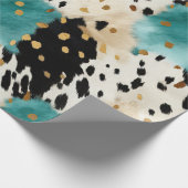 Wit Goud Turquoise Zwart Koeienhuid Naam Cadeaupapier (Hoek)