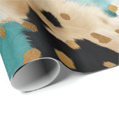 Wit Goud Turquoise Zwart Koeienhuid Naam Cadeaupapier (Rol Hoek)