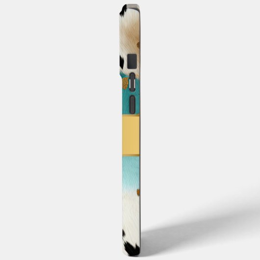 Wit Goud Turquoise Zwart Koeienhuid Naam Case-Mate iPhone Case (Achterkant / Links)