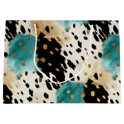 Wit Goud Turquoise Zwart Koeienhuid Naam Groot Cadeauzakje (Voorkant)
