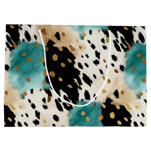 Wit Goud Turquoise Zwart Koeienhuid Naam Groot Cadeauzakje (Achterkant)