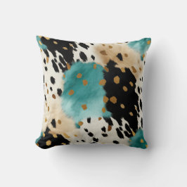 Wit Goud Turquoise Zwart Koeienhuid Naam Kussen