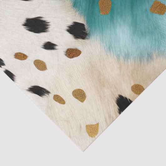 Wit Goud Turquoise Zwart Koeienhuid Naam Tissuepapier (Detail)