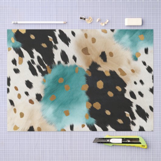 Wit Goud Turquoise Zwart Koeienhuid Naam Tissuepapier (Craft)