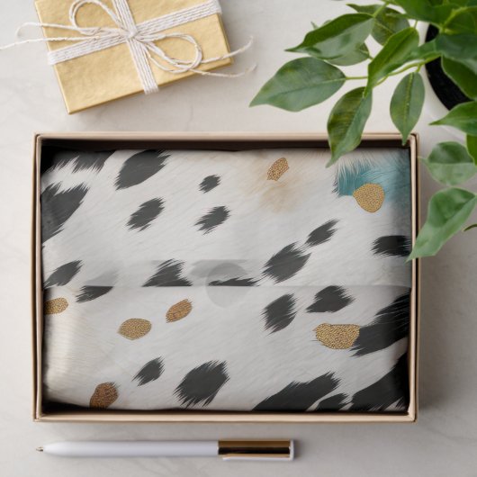 Wit Goud Turquoise Zwart Koeienhuid Naam Tissuepapier (Geschenk)