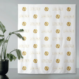 Wit & Goud Twee Logo's Step & Repeat Evenement Wandkleed