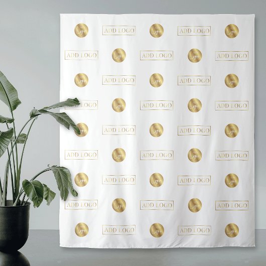 Wit & Goud Twee Logo's Step & Repeat-Event Wandkleed