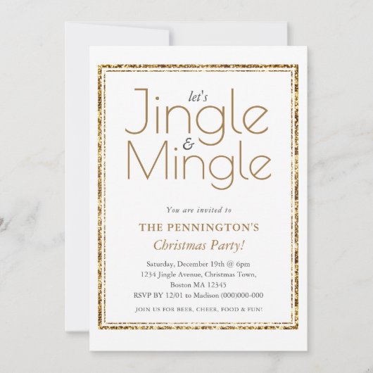 Wit & Goud | Uitnodiging voor kerstfeestjes (Voorkant)