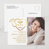 Wit Goud Verpleegkunde Afstuderen Uitnodiging Brie Briefkaart (Voorkant / Achterkant)