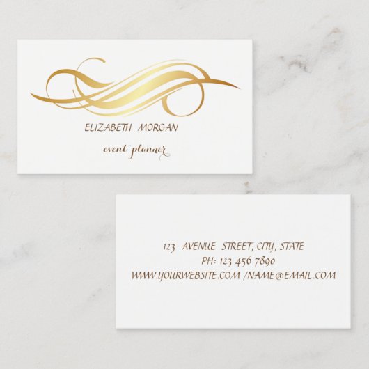 , wit, goud visitekaartje (Voorkant / Achterkant)