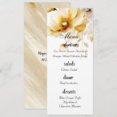 Wit & Goud Waterverf Bloemen Bruiloft Menu (Voorkant / Achterkant)