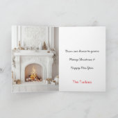 Wit & Goud Woonkamer Kerst Wenskaart Kaart (Binnen)