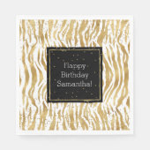 Wit Goud Zebra Glitz Confetti Servet (Voorkant)