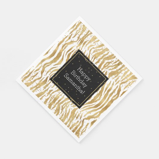 Wit Goud Zebra Glitz Confetti Servet (Hoek)