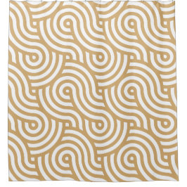 Wit & Goud Zee Ocean Waves Patroon Douchegordijn