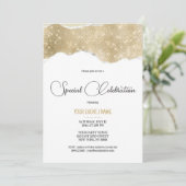 Wit goud zilver glitters luxe speciale gelegenheid kaart (Staand voorkant)