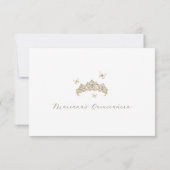 Wit Goud Zilver Winter Foto Bloemen Quinceañera Bedankkaart (Achterkant)