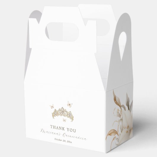 Wit Goud Zilveren Winter Bloemen Quinceañera Bedankdoosjes (Geopend)