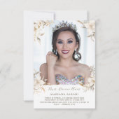 Wit Goud Zilveren Winter Bloemen Quinceañera Bedankkaart (Achterkant)