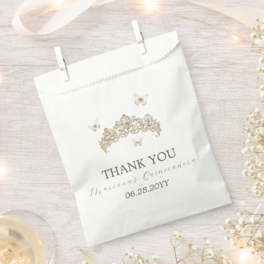 Wit Goud Zilveren Winter Bloemen Quinceañera Bedankzakje (Geknipt)