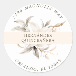 Wit Goud Zilveren Winter Bloemen Quinceañera Ronde Sticker