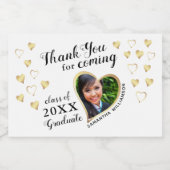 Wit Goud Zwart Bedankt 2025 Afstuderen Favorieten Sparkling Wijnetiket (Enkel label)