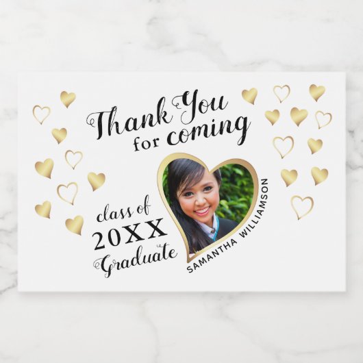 Wit Goud Zwart Bedankt 2025 Afstuderen Favorieten Sparkling Wijnetiket (Enkel label)