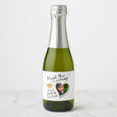 Wit Goud Zwart Bedankt Class 2025 Afstuderen Sparkling Wijnetiket (Voorkant)